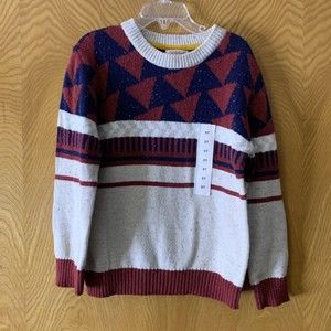 Cat & Jack  Size 5T Toddler Boys Sweater Beige , Red & Blue Winter Holiday NEW